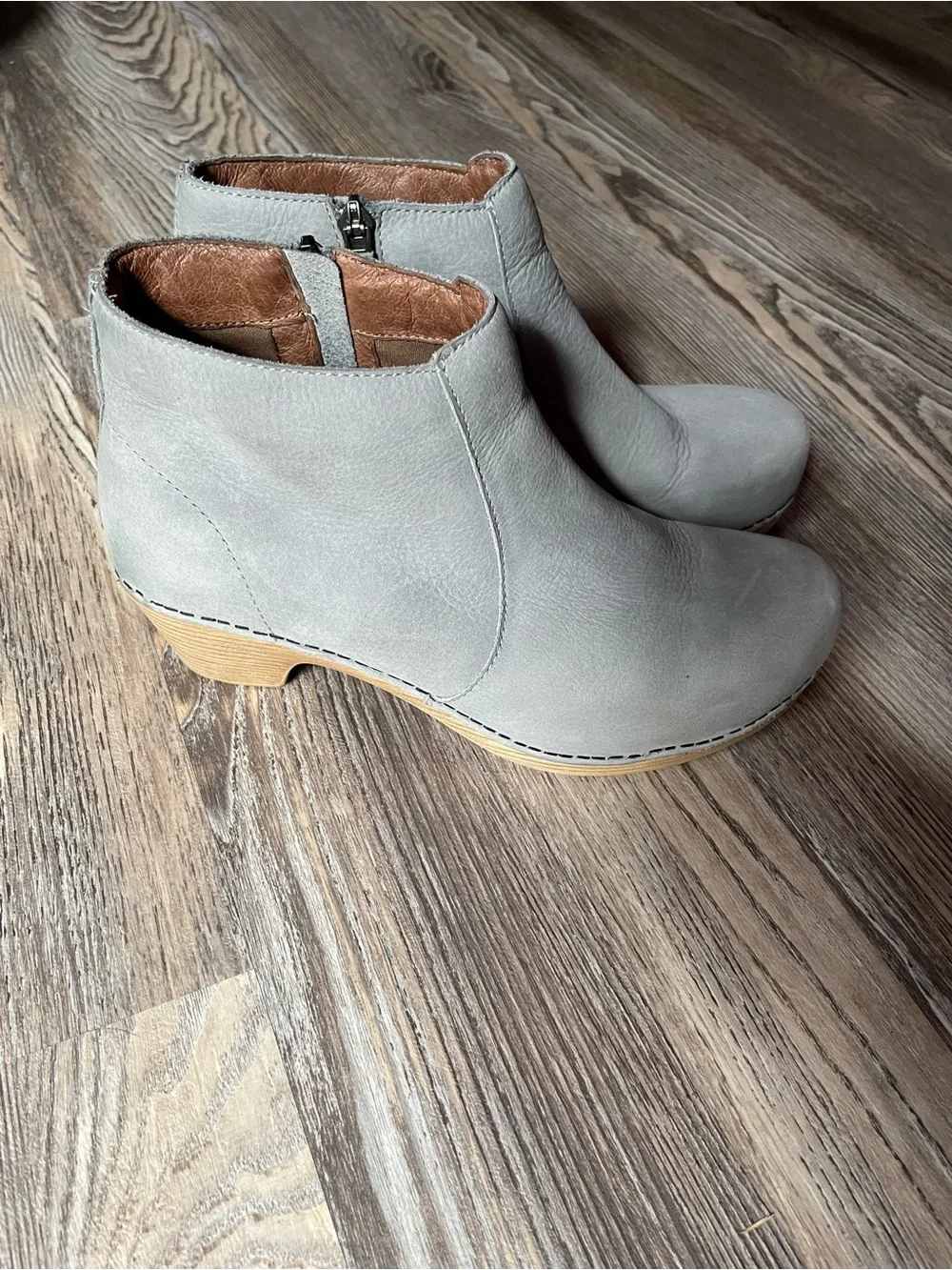 Dansko Women's Powder Blue Ankle Booties - Versatile Zip-Up Comfort